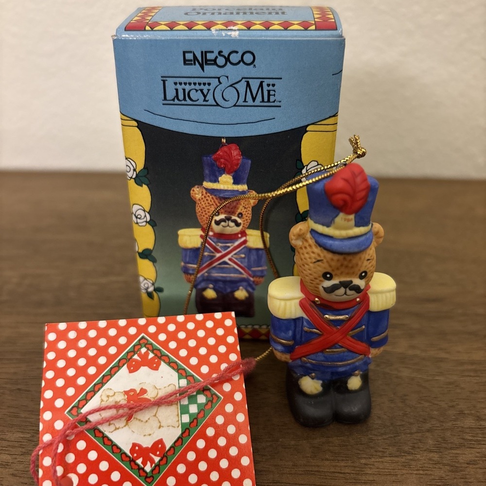 Enesco Lucy and Me Lucy Rigg Bear Nutcracker Toy Soldier Ornament 1988 Vtg NIB